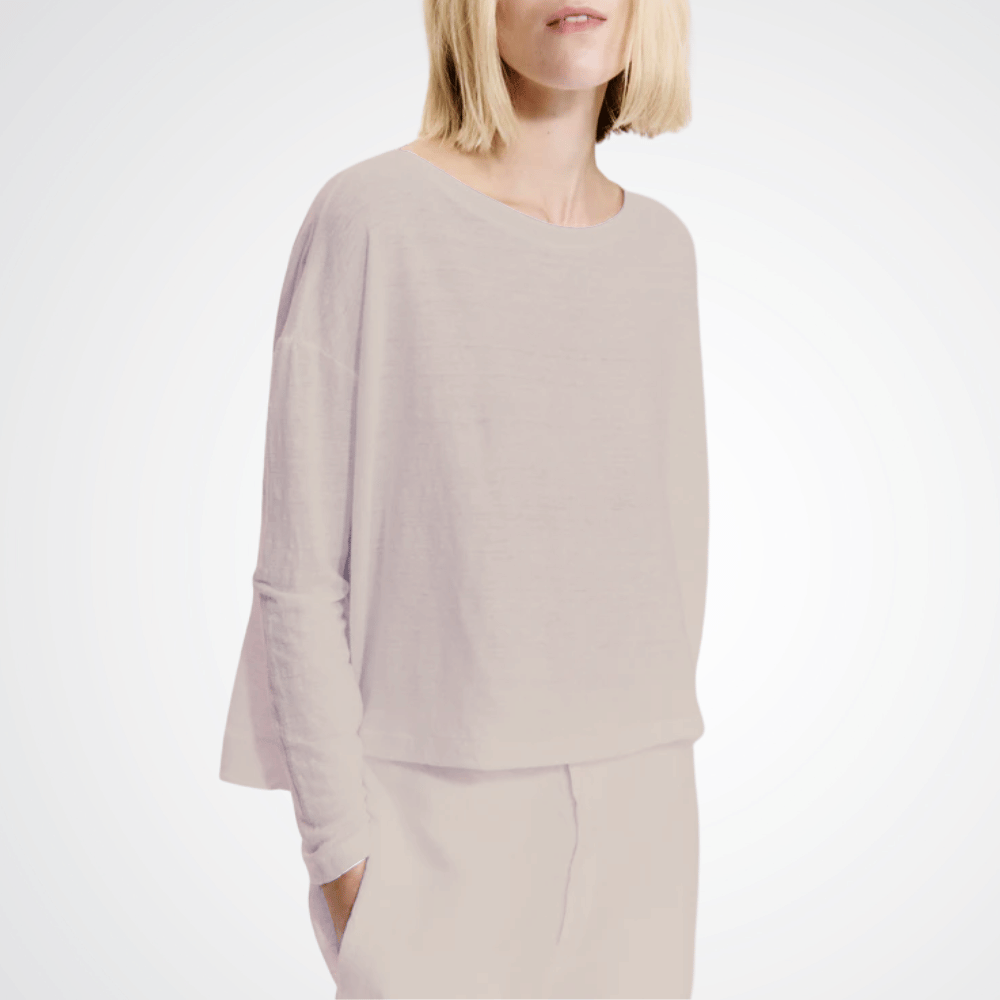 TRANSIT PAR SUCH Linen Button-Back Long Sleeve Top in Pearl Grey Transit Par Such at Riada Concept Designer fashion shop online and in store High End fashion boutique Sydney Australia Riada Concept