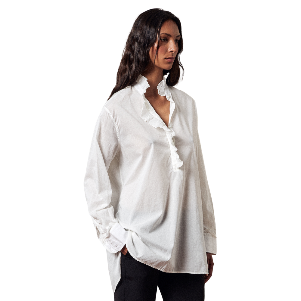Prince Cotton Voile Blouse in bianco