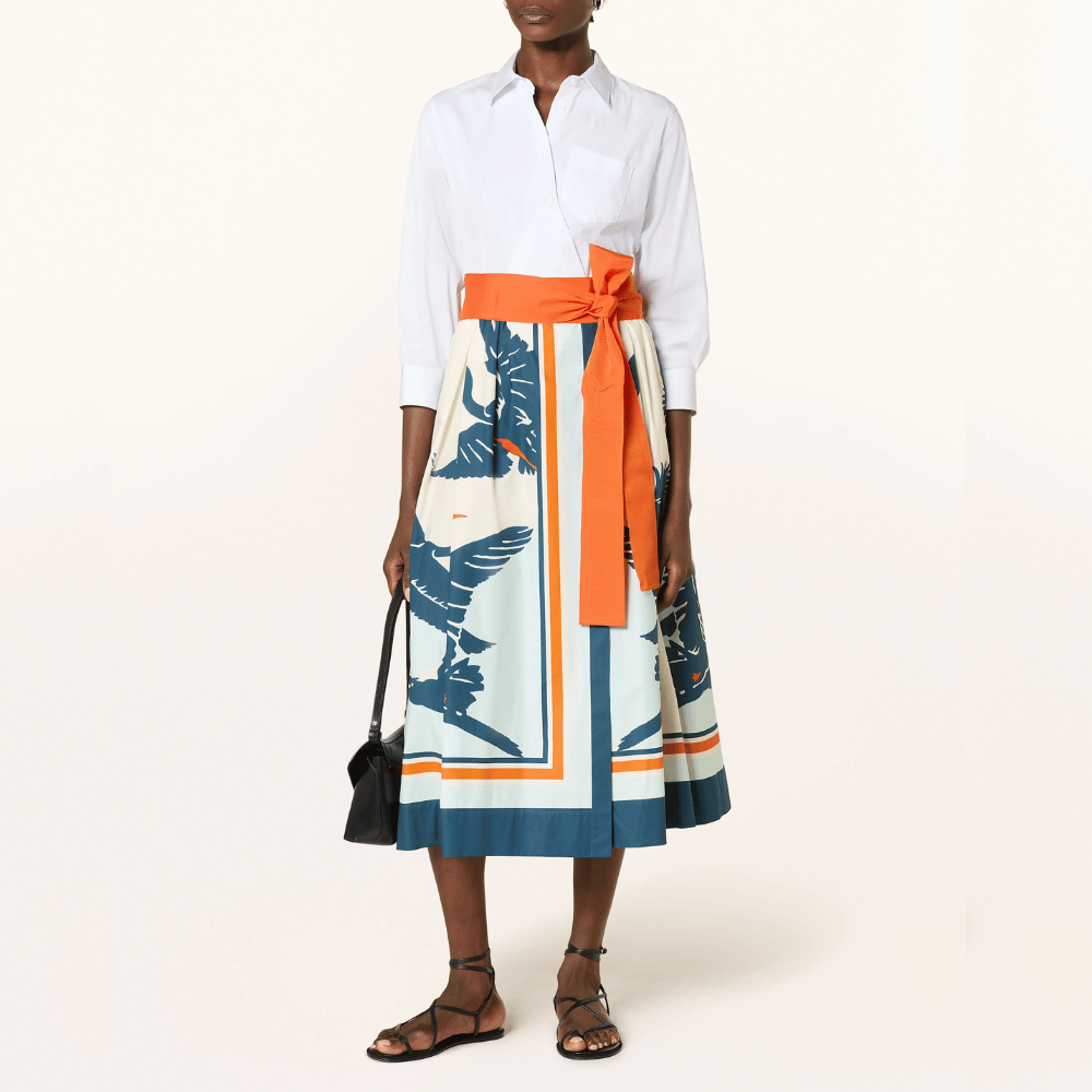 Sara Roka Elenat 85 Dress in Blue Heron and White – International designer fashion boutique Australia Riada Concept Woollahra