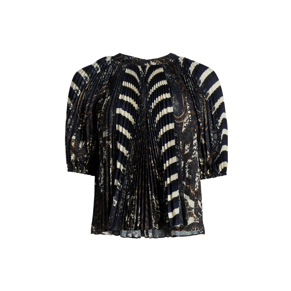 Ulla Johnson Dafne Pleated Short Sleeve Blouse in Eclipse – international designer fashion boutique Australia – Riada Concept Woollahra