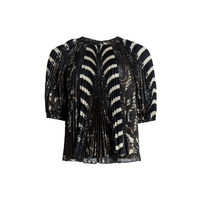 Ulla Johnson Dafne Pleated Short Sleeve Blouse in Eclipse – international designer fashion boutique Australia – Riada Concept Woollahra