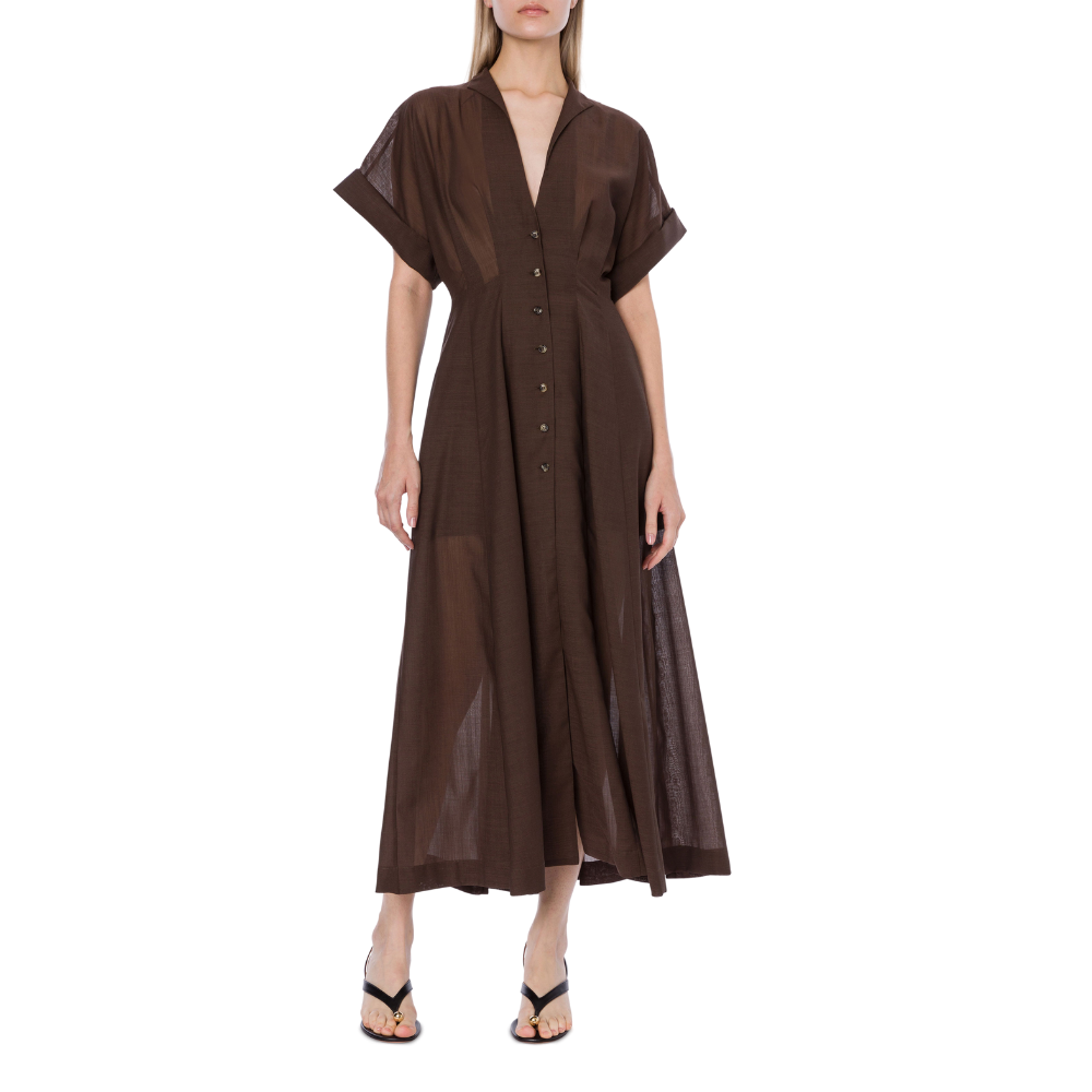 Voile dress in brown