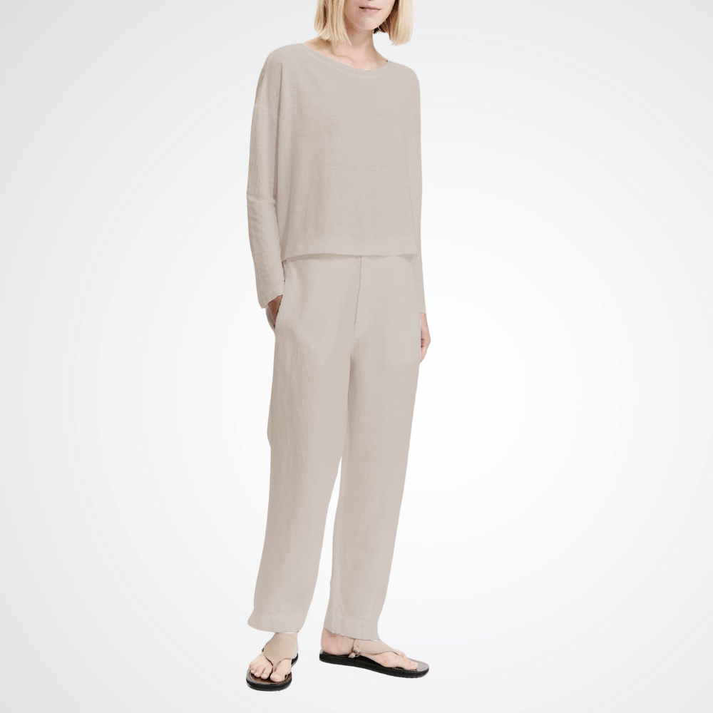 TRANSIT PAR SUCH Linen Button-Back Long Sleeve Top in Pearl Grey Transit Par Such at Riada Concept Designer fashion shop online and in store High End fashion boutique Sydney Australia Riada Concept