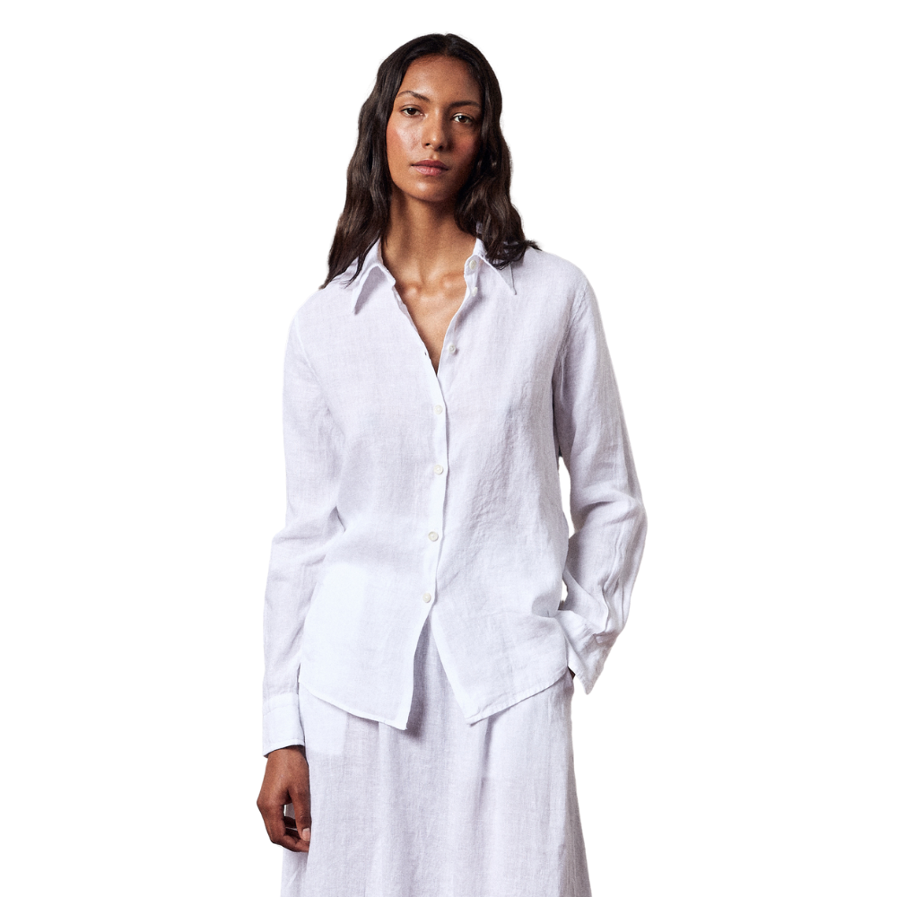 Vivien Linen Jacquard Shirt in bianco
