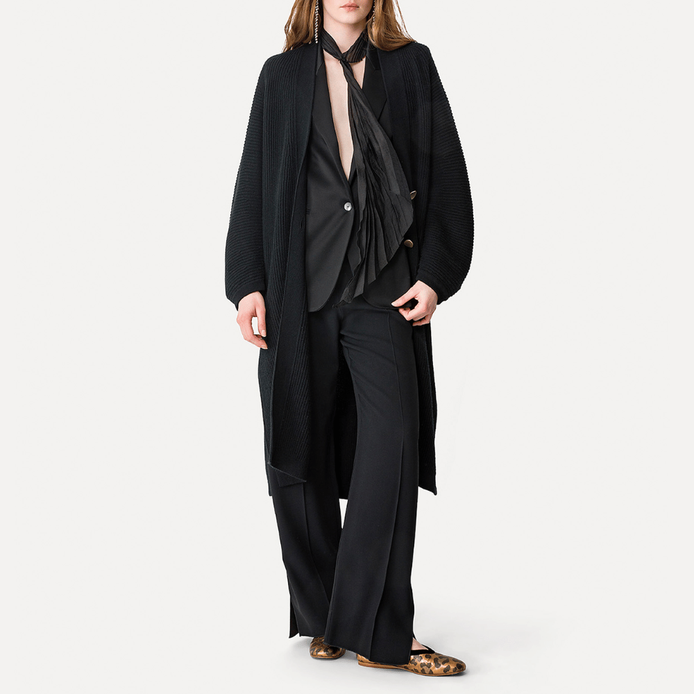 Forte Forte Satin Wide-Leg Palazzo Trousers in Black FORTE FORTE Designer fashion shop online and in store High End fashion boutique Sydney Australia Riada Concept