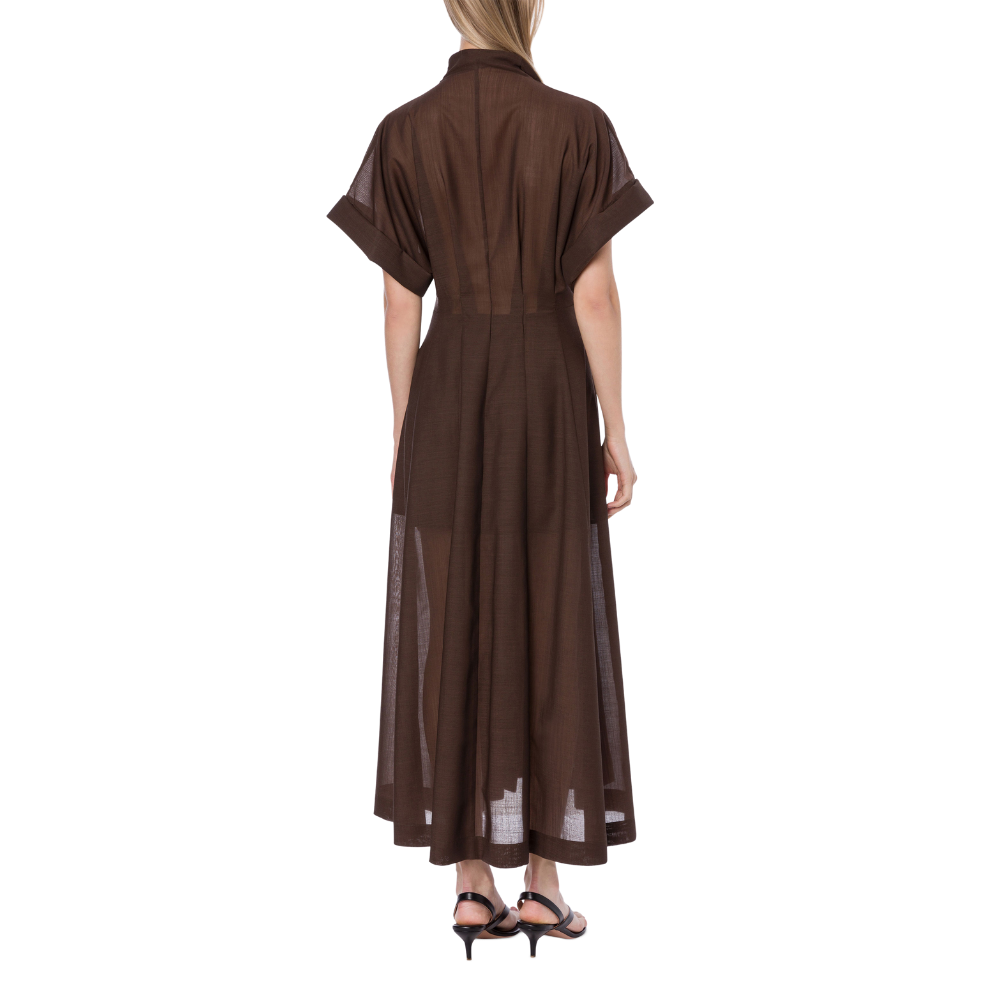 Voile dress in brown