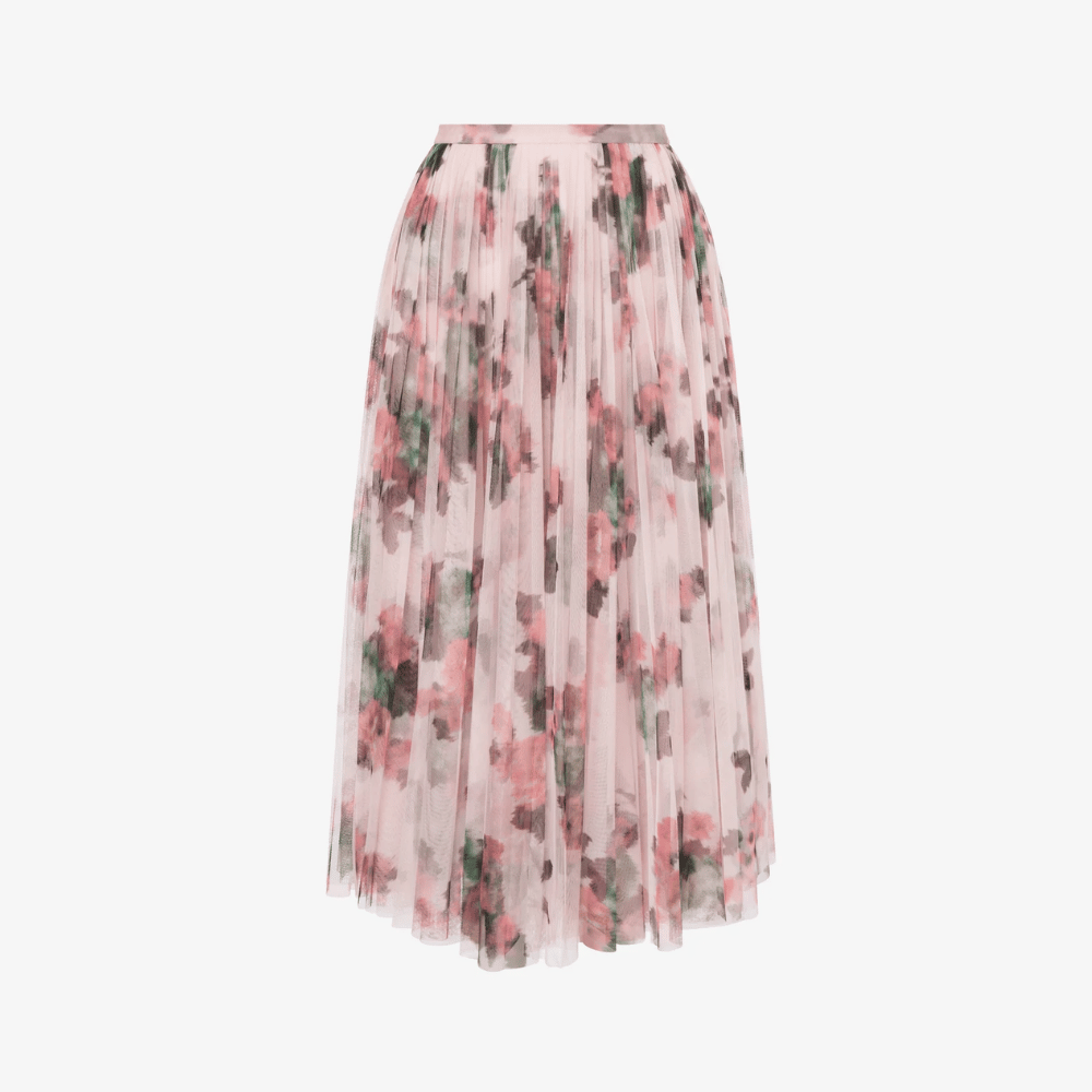 Tulle Longuette Skirt in Pink Floral