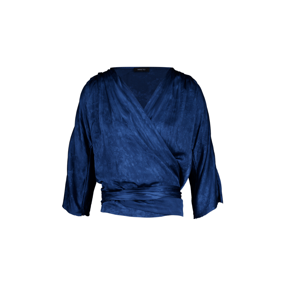 Avant Toi Faded Effect Silk Wrap Kimono Sleeve Blouse in Fiume – International designer fashion boutique Australia Riada Concept Woollahra