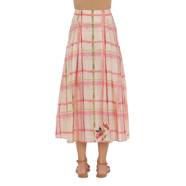 Printed Habotai skirt in fantasy print pink