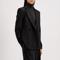 Harris Wharf London Tailored Hip Length Double-Breasted Padded-Shoulder Blazer in Black HARRIS WHARF LONDON Designer fashion shop online and in store High End fashion boutique Sydney Australia Riada Concept