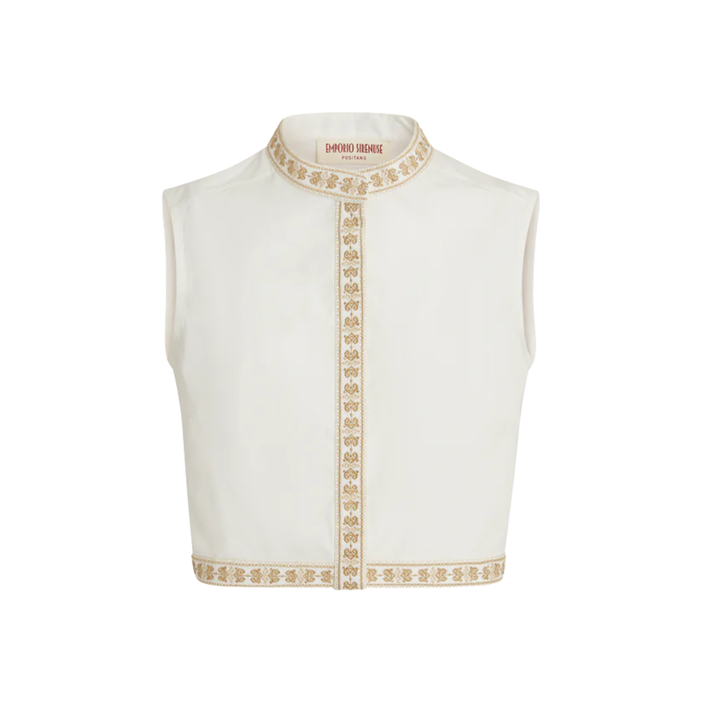 Aura Calliope Embroidery Top in White