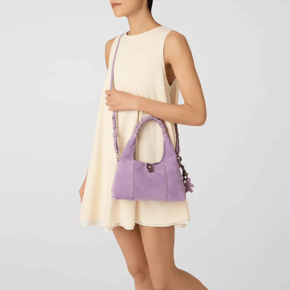 Henry Beguelin Paige Micro Softy Suede Bag in Lilla