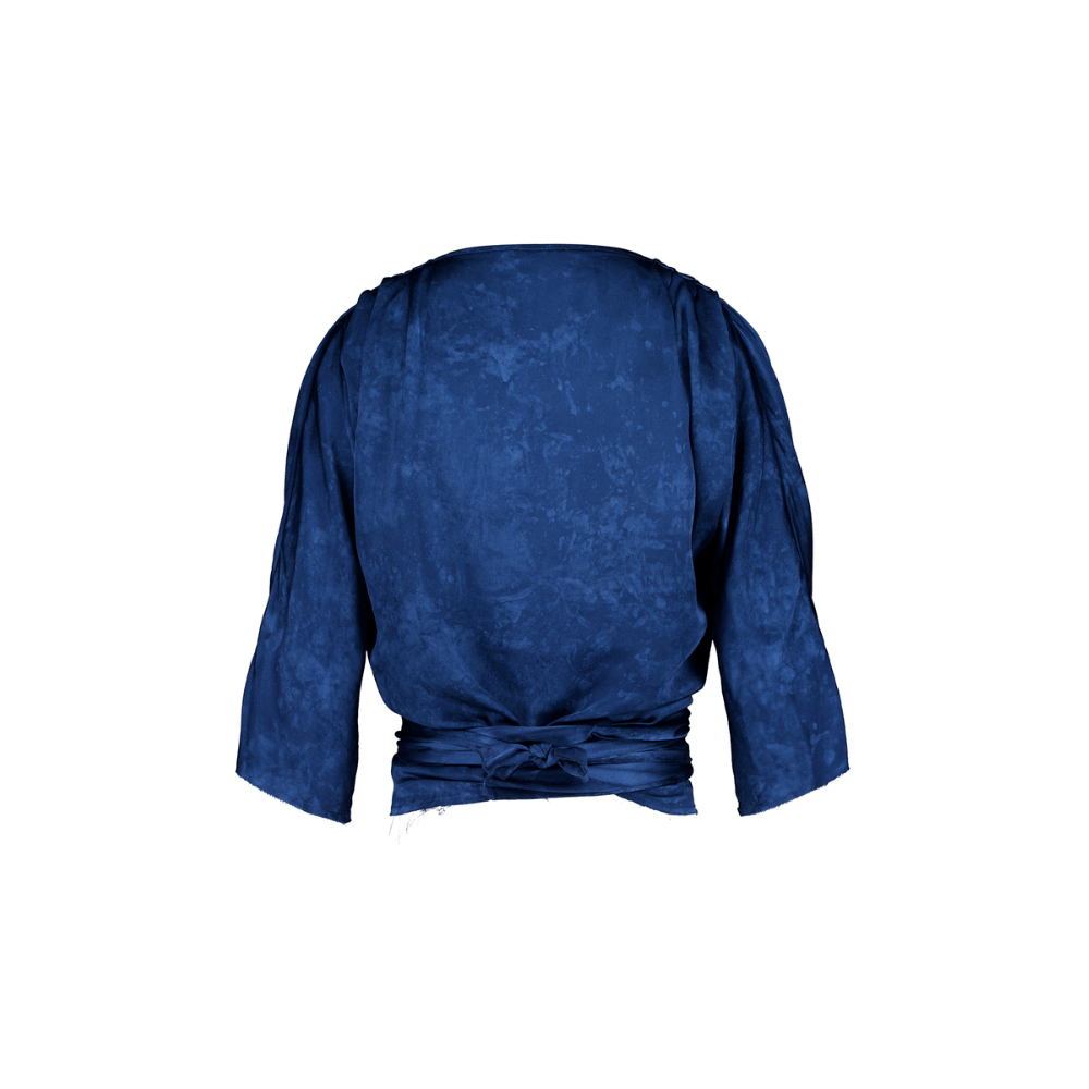 Avant Toi Faded Effect Silk Wrap Kimono Sleeve Blouse in Fiume – International designer fashion boutique Australia Riada Concept Woollahra