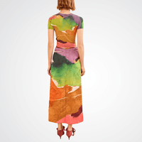 Ulla Johnson Inez Crinkled Satin Pencil Midi Skirt in Nature Abhors a Vacuum Print – International designer fashion boutique Australia Riada Concept Woollahra