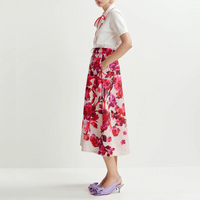 Essentiel Antwerp Harbour Floral Jacquard A-Line Midi Skirt in Off-White ESSENTIEL ANTWERP Designer fashion shop online and in store High End fashion boutique Sydney Australia Riada Concept