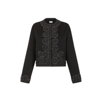 P.A.R.O.S.H. Cropped Embellished Wool Jacket in Black – International designer fashion boutique Australia Riada Concept Woollahra