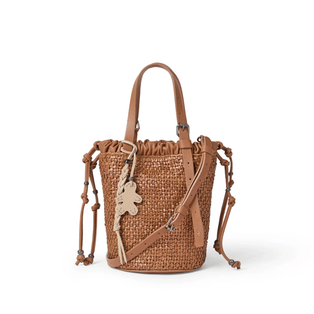 HENRY BEGUELIN Designer fashion handbags shop online and in store High End fashion boutique Sydney Australia Riada Concept Henry Beguelin Secchiello Arricciato Intreccio Madreperla Bag in Cuoio BD5928