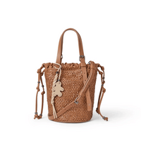 HENRY BEGUELIN Designer fashion handbags shop online and in store High End fashion boutique Sydney Australia Riada Concept Henry Beguelin Secchiello Arricciato Intreccio Madreperla Bag in Cuoio BD5928