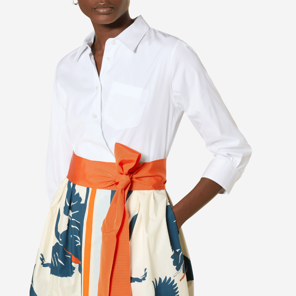 Sara Roka Elenat 85 Dress in Blue Heron and White – International designer fashion boutique Australia Riada Concept Woollahra