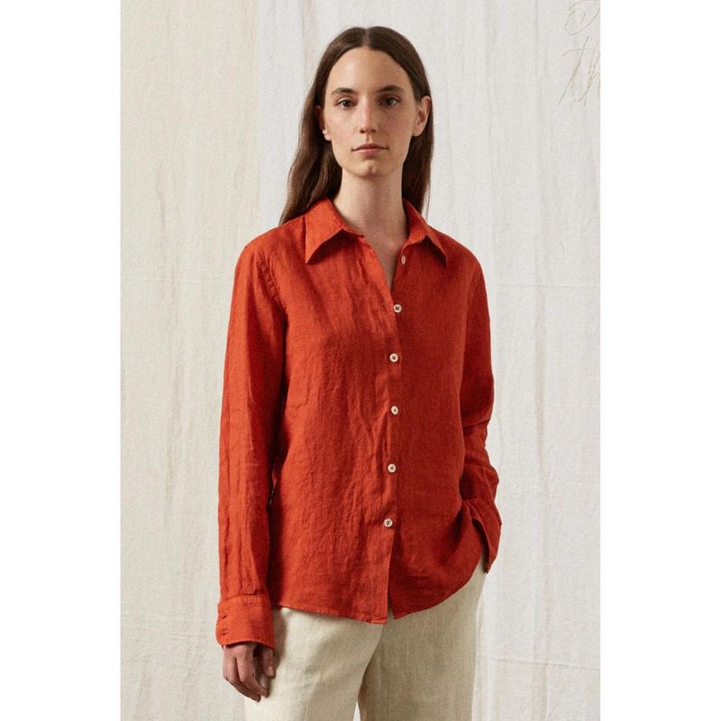 VIVIEN  Linen Shirt in Cinnamon