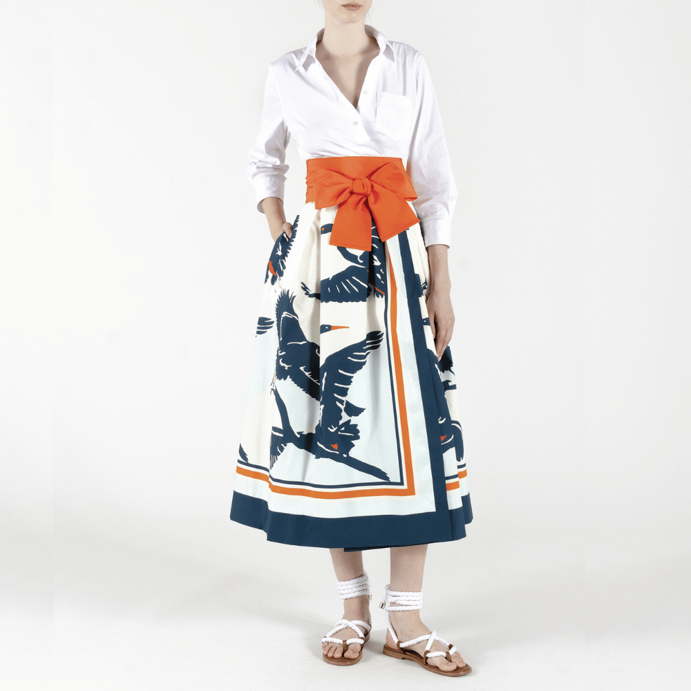 Sara Roka Elenat 85 Dress in Blue Heron and White – International designer fashion boutique Australia Riada Concept Woollahra