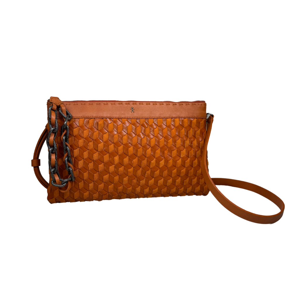 Zip Clutch Gioiello Intreccio 3D bag in arancio