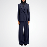 Harris Wharf London Tailored Hip Length Double-Breasted Padded-Shoulder Blazer in Navy Blue HARRIS WHARF LONDON Designer fashion shop online and in store High End fashion boutique Sydney Australia Riada Concept