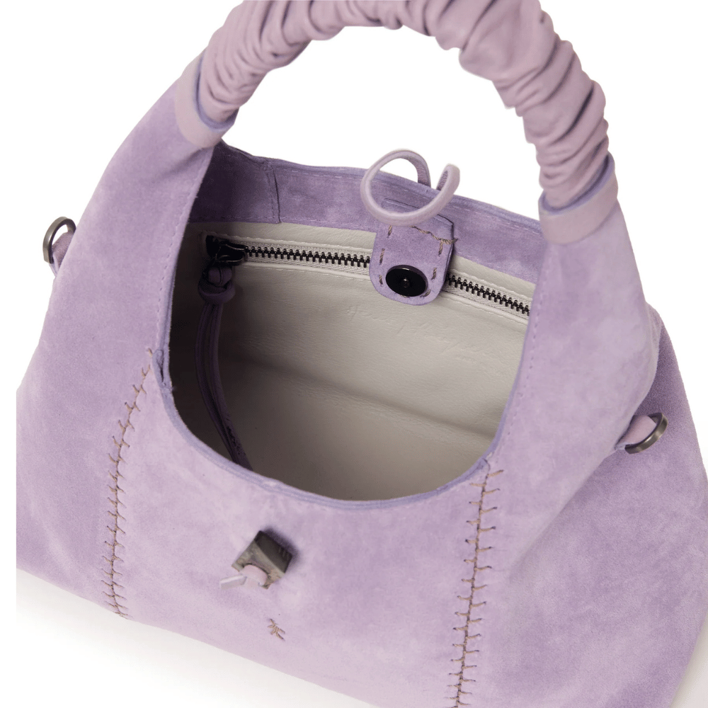 Henry Beguelin Paige Micro Softy Suede Bag in Lilla