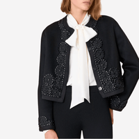 P.A.R.O.S.H. Cropped Embellished Wool Jacket in Black – International designer fashion boutique Australia Riada Concept Woollahra