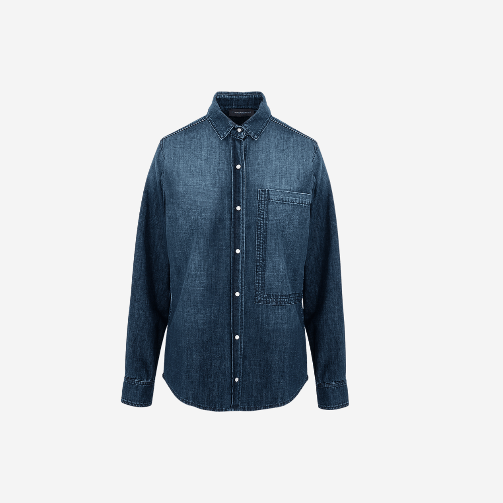 Long Sleeve Denim Shirt in Medium Blue