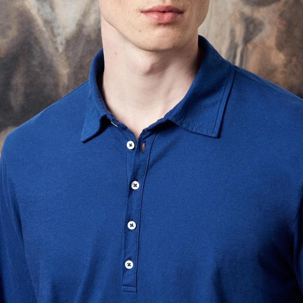 Ischia  Cotton Jersey Polo Shirt in blue massaua