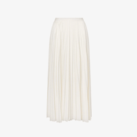 Philosophy di Lorenzo Serafini Ivory Crêpe Fluid Pleated Longuette Skirt with soleil pleats — Italian luxury skirt available at Riada Concept Australia