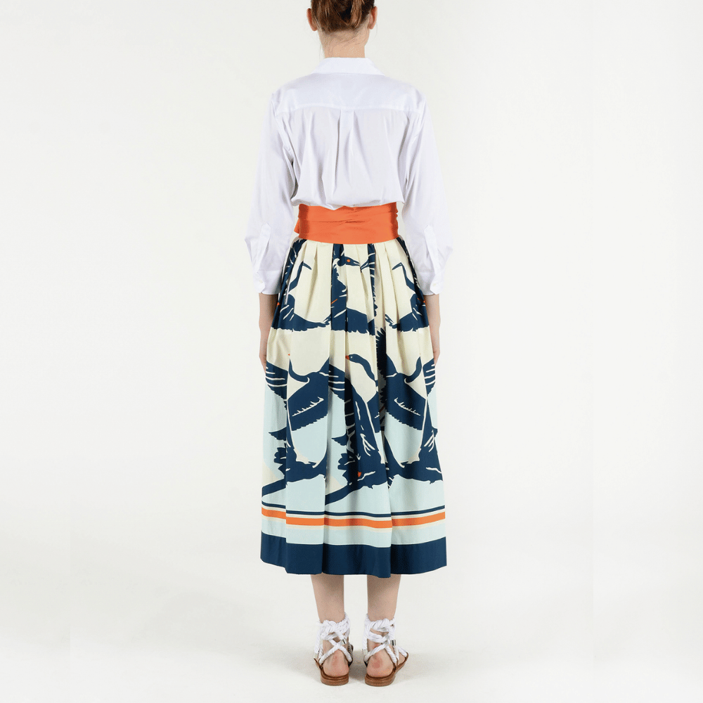 Sara Roka Elenat 85 Dress in Blue Heron and White – International designer fashion boutique Australia Riada Concept Woollahra