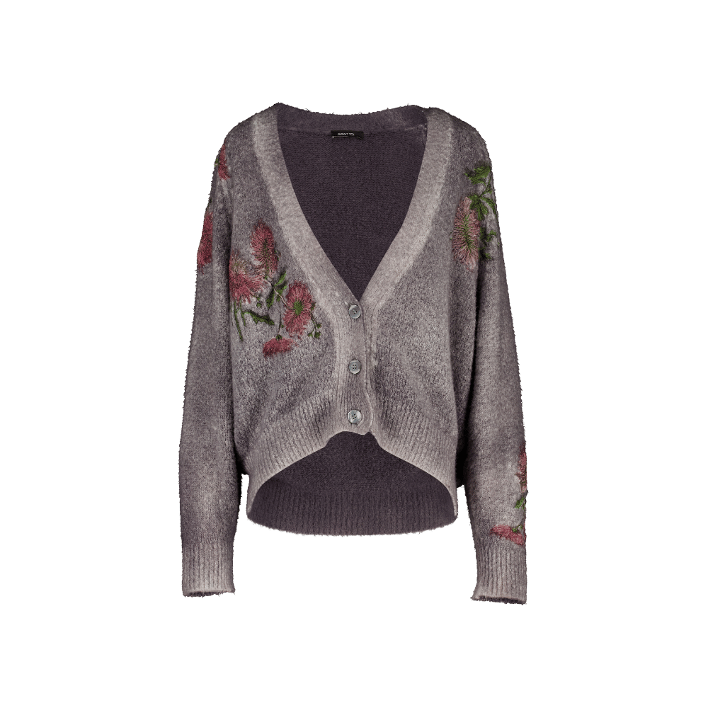 Avant Toi Hand-Painted Floral Embroidered Cardigan in Ardesia – International designer fashion boutique Australia Riada Concept Woollahra