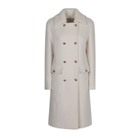P.A.R.O.S.H. Gold Button Wool Long Pea Coat in Cream – International designer fashion boutique Australia Riada Concept Woollahra
