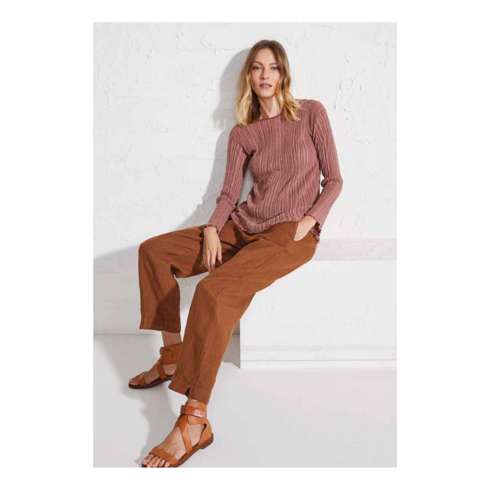 Linen slim pant in rust