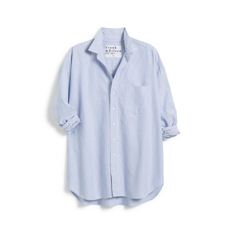 Shirley Oversized Button-Up Shirt in blue stripe