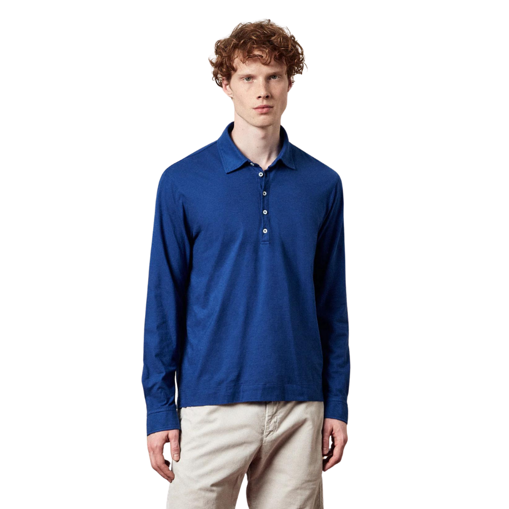 Ischia  Cotton Jersey Polo Shirt in blue massaua