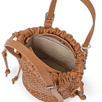 HENRY BEGUELIN Designer fashion handbags shop online and in store High End fashion boutique Sydney Australia Riada Concept Henry Beguelin Secchiello Arricciato Intreccio Madreperla Bag in Cuoio BD5928
