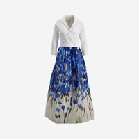 Sara Roka Jinny Long Dress in Blue Garden and White – International designer fashion boutique Australia Riada Concept Woollahra