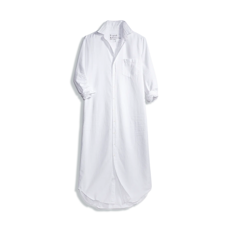 Rory Maxi Shirtdress in white tattered denim