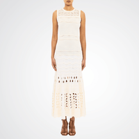Ulla Johnson Lakshmi Eyelet Knit Maxi Dress in Cowrie – International designer fashion boutique Australia Riada Concept Woollahra