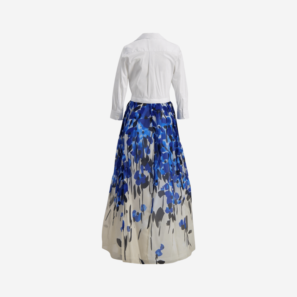 Sara Roka Jinny Long Dress in Blue Garden and White – International designer fashion boutique Australia Riada Concept Woollahra