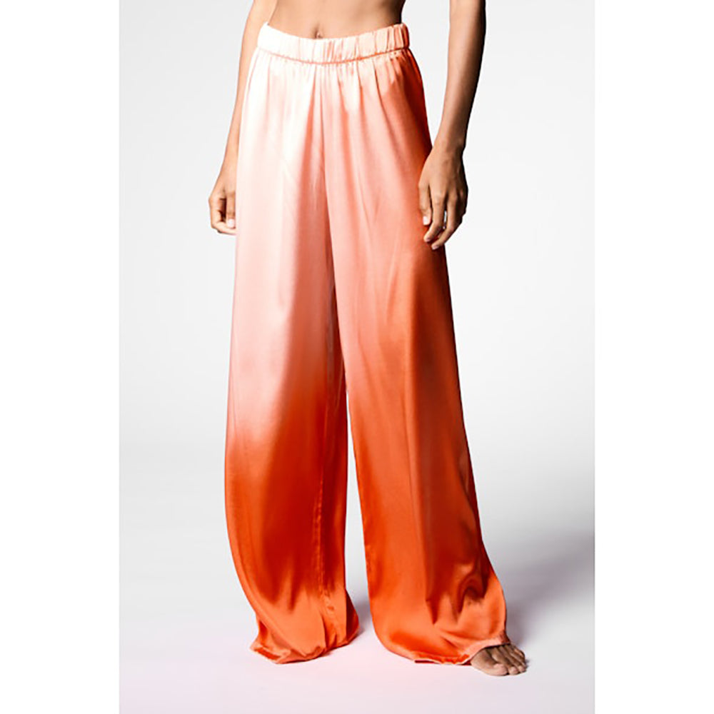 Degrade' effect silk palazzo pants in mandarancio