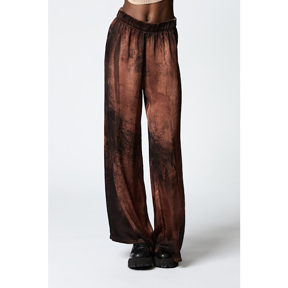 Dark Marmo Effect Silk Palazzo Pants brownie