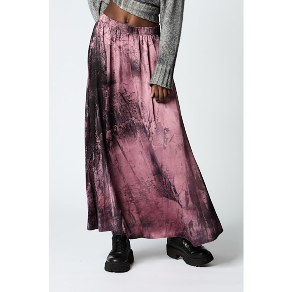 Dark Marmo Effect Silk Skirt in blossom