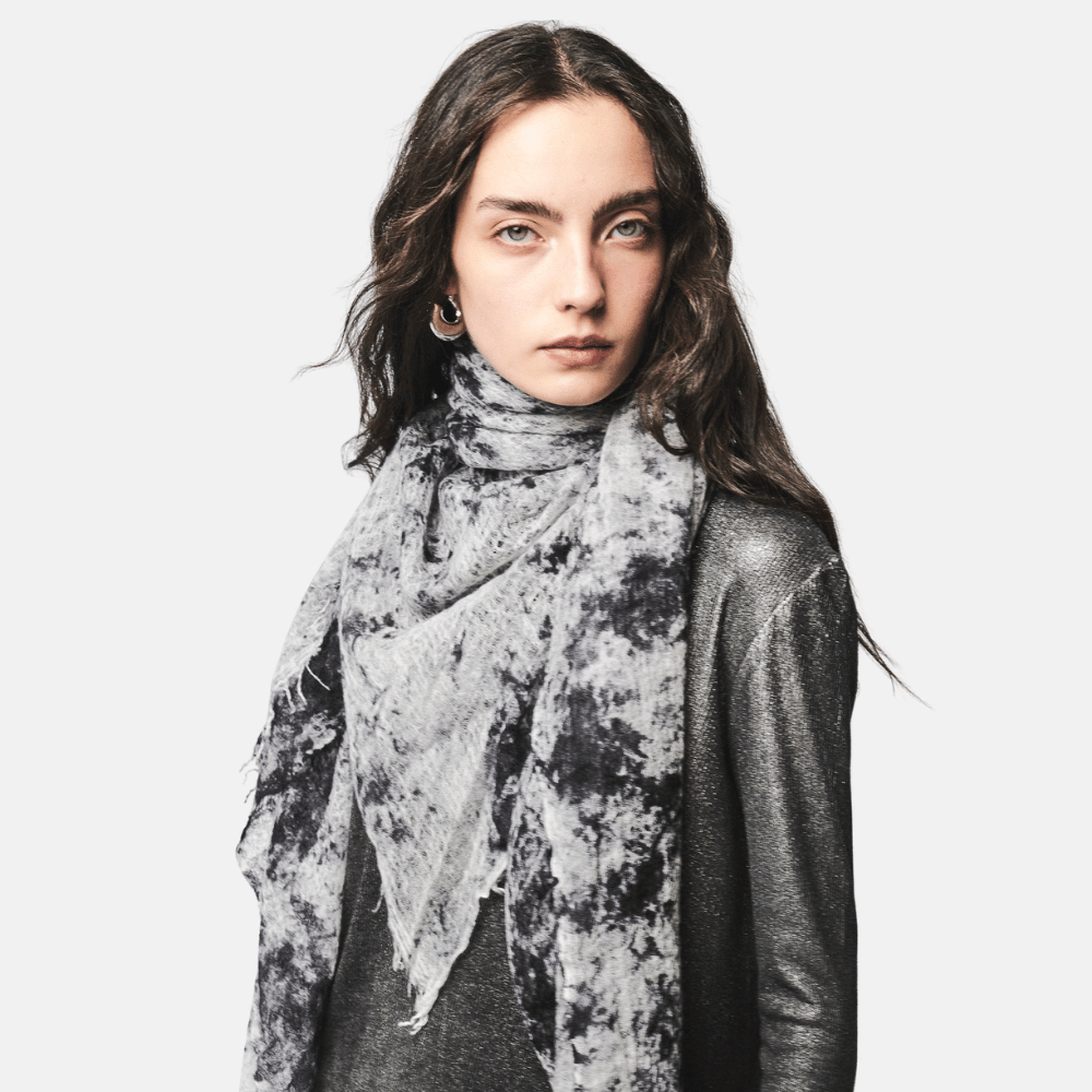 One-Colour Camouflage Light Cashmere Scarf 140 x 140 cm in Husky - International designer fashion boutique Australia Riada Concept Woollahra