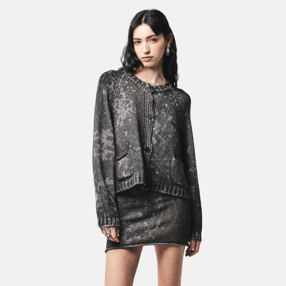 Avant Toi Animalier-Effect Cashmere Cardigan in Nero - International designer fashion boutique Australia Riada Concept Woollahra