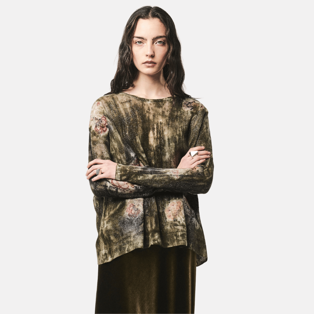 Avant Toi Laminated Needle-Punched Cashmere Sweater in Moss - International designer fashion boutique Australia Riada Concept Woollahra