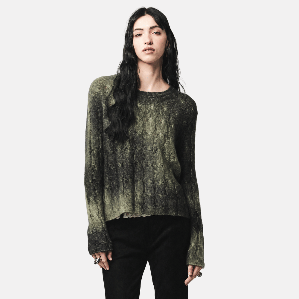 Avant Toi Gradient Cable-Knit Cashmere Silk Sweater in Moss - International designer fashion boutique Australia Riada Concept Woollahra